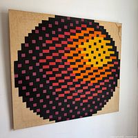 front view of textile showing design and discoloration