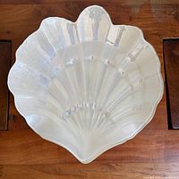 Top view of glossy pearlescent shell tray