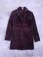 Front view of suede trench coat