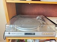 Front view of Dual CS 530 turntable with dust cover closed