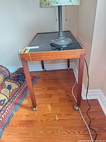 Full view of table with lamp on top