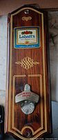 Labatt’s wall-mount wooden bottle opener plaque