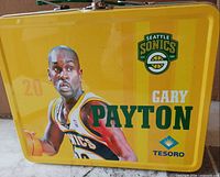 Front view showing Gary Payton image, team logo, Tesoro logo