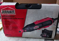 Front of unopened Jobmate rotary tool kit box