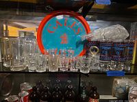 Full lot showing tray, shot glasses, Primo glass pack and other glassware