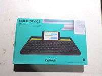 Front of retail box displaying Logitech K480 keyboard