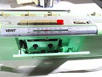 Top view showing tuning scale, transport keys, open cassette compartment
