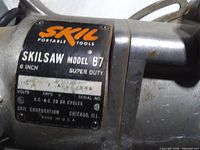Close-up of Skil nameplate showing model, specs