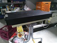 angled view front and top of soundbase on table