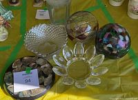 Group view of all six items laid on yellow background