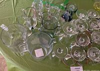 Top view showing pitchers, beer glasses, stemware