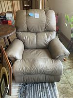 Front view of leather recliner chair