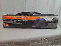 Carry bag with product graphics showing screen house details