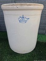 Full exterior view showing cream glaze, straight sides, crown logo