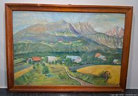 Full view of framed Alps landscape painting