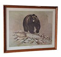Full view of framed print showing artwork and wood frame