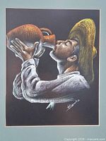 Full view of painting showing subject and signature