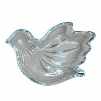 Top view of clear glass bird-shaped dish