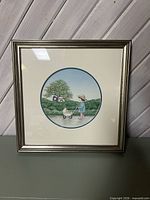 Front view of framed print showing artwork, matting and frame