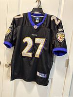 Front view of Ray Rice #27 Reebok Ravens jersey