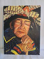 Full view of the unframed acrylic portrait on canvas