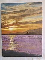 Full view of the signed acrylic seascape painting