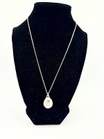 Front view of sterling chain and pendant on display bust