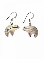 Front view of both bear-shaped sterling silver earrings