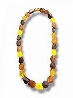 Full view of the multicolor amber nugget necklace