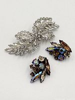 Front view showing brooch and earrings rhinestone fronts
