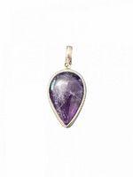 Front view showing teardrop amethyst and bezel
