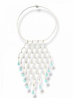 Entire necklace showing rigid collar and full cascading bib with turquoise drops