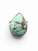 Top view showing teardrop turquoise cabochon and bezel