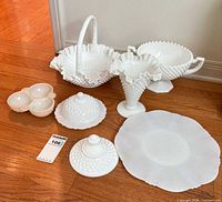 Group shot of all milk glass items