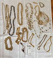 All jewellery pieces laid out on cloth for overview