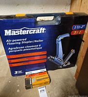 Front view of Mastercraft stapler/nailer box with fastener boxes in front