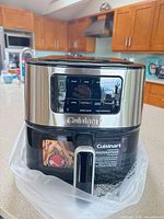 Front view of Cuisinart digital air fryer showing display and handle