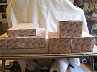 Stacked view of six Princess House Fantasia boxes showing model numbers