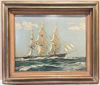 Full view of framed sailing ship print