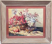 Full view of framed watercolor showing rustic wood frame and mat