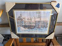 Front view of framed lithograph with mat and frame