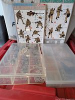 Overall view showing instruction cards and two organizer boxes