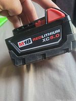 Side view showing M18 REDLITHIUM XC 5.0 label