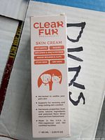 Front panel of ClearFur Skin Cream 60 mL retail box