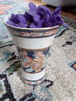 Mini ceramic vase with floral design, flared rim