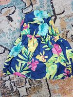 Front view of navy floral Old Navy toddler dress