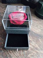 Clear acrylic rose display box with pull-out drawer