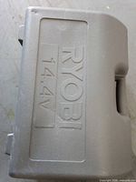 Top view of gray plastic Ryobi 14.4V case