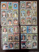 Overview of four nine-pocket sleeves holding 36 1972 Topps baseball cards