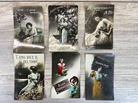 Fronts of six tinted Italian postcards